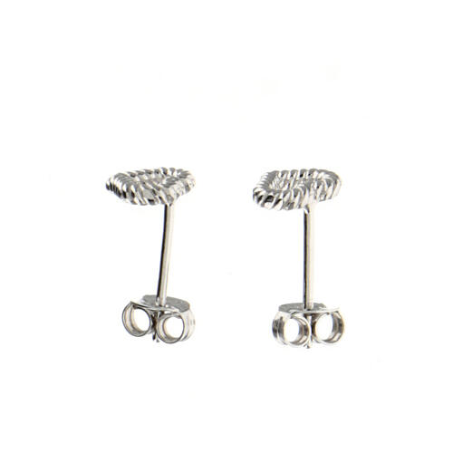 Heart stud earrings with rope effect AMEN rhodium plated 925 silver 3