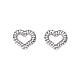 Heart stud earrings with rope effect AMEN rhodium plated 925 silver s1