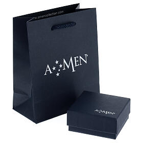 Amen bracelet with Our Father in black leather