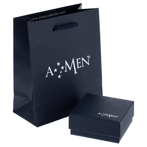 Amen bracelet with Our Father in black leather 2