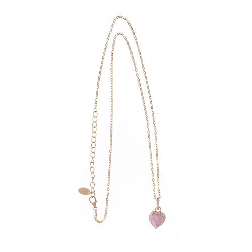 AMEN necklace with pink Heart of the Ocean, gold plated 925 silver 4