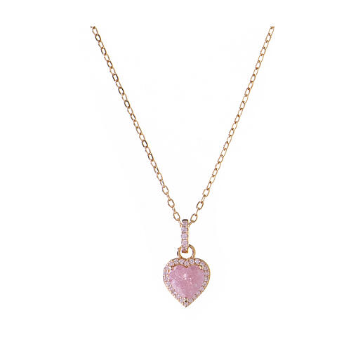 Pink heart of the ocean necklace AMEN 925 silver gilded 1