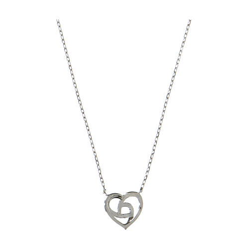 AMEN necklace with braided heart, 925 silver and white rhinestones 2