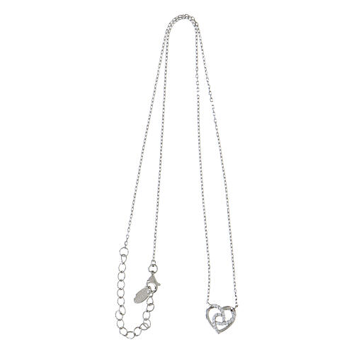 AMEN necklace with braided heart, 925 silver and white rhinestones 3
