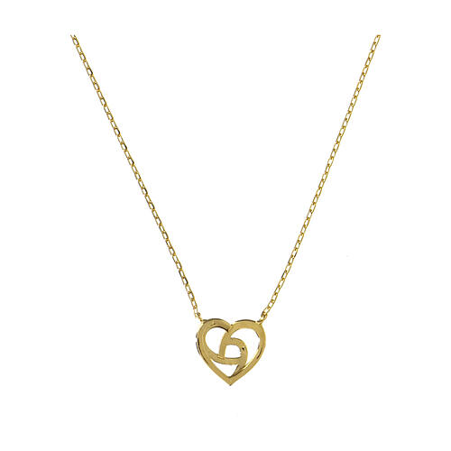 AMEN necklace with braided heart, gold plated 925 silver and white rhinestones 2