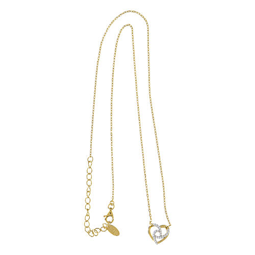 AMEN necklace with braided heart, gold plated 925 silver and white rhinestones 3