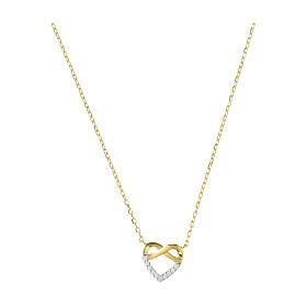 AMEN necklace with braided heart, gold plated 925 silver