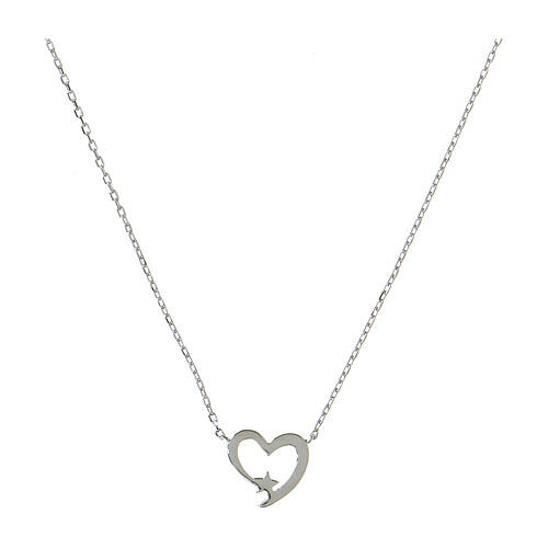 AMEN necklace with stylised heart and stars, 925 silver and white rhinestones 2
