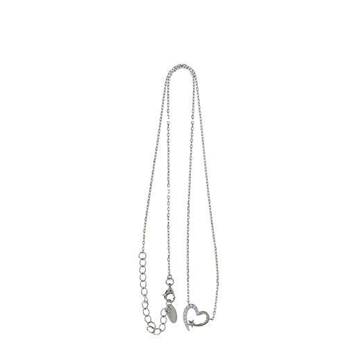 AMEN necklace with stylised heart and stars, 925 silver and white rhinestones 3