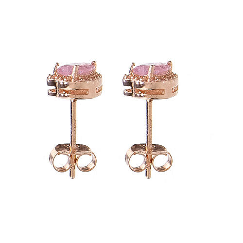 Orecchini cuore rosa AMEN dorato argento 925 2