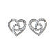 AMEN stud earrings with braided heart, 925 silver and white rhinestones s1