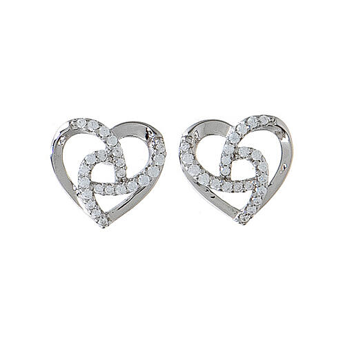 Orecchini argento 925 AMEN cuore intrecciato zirconi 1