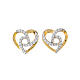 AMEN stud earrings with braided heart, gold plated 925 silver and white rhinestones s1