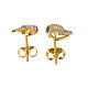 AMEN stud earrings with braided heart, gold plated 925 silver and white rhinestones s2