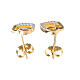 AMEN stud earrings, gold plated 925 silver braided heart with white rhinestones s2