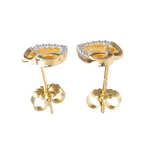 AMEN golden braided heart earrings and zircons 2