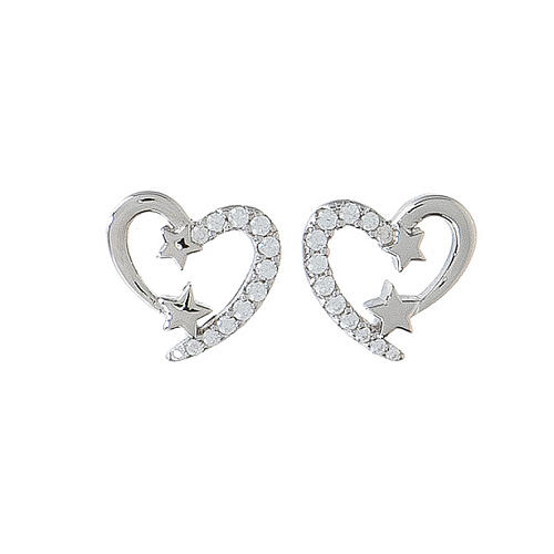 Orecchini cuore e stelle AMEN argento 925 zirconi 1