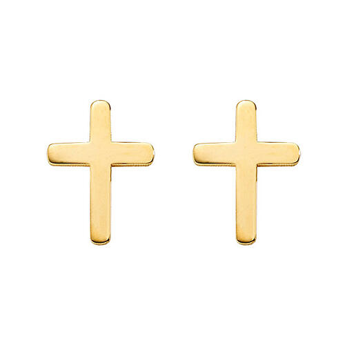 Ohrstecker, Kreuze, AMEN, 375er Gelbgold 1