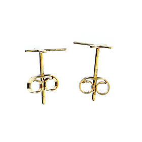 Stud earrings AMEN, cross-shaped, 9K gold