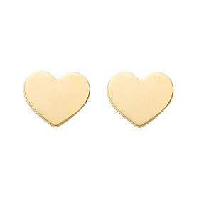 Stud earrings AMEN, heart-shaped, 9K yellow gold