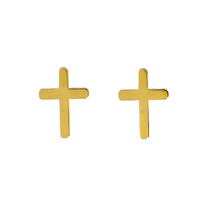 AMEN cross-shaped stud earrings, 9K gold 1
