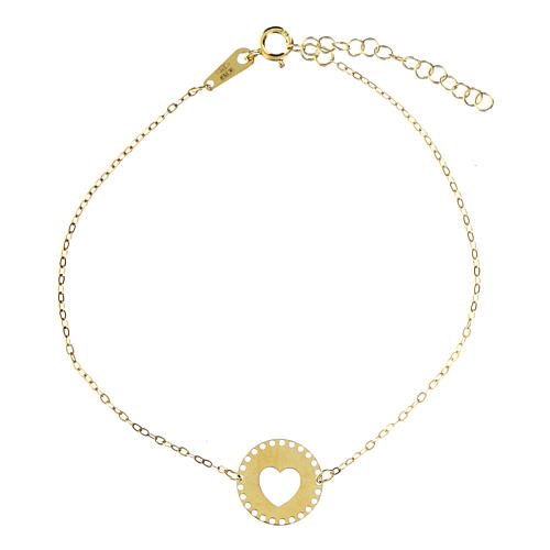 9 Kt gold AMEN circle bracelet with heart 1