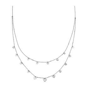 Double necklace by AMEN with small hearts, 925 silver
