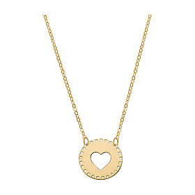 AMEN necklace of 9K gold, medal with cut-out heart