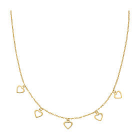 AMEN necklace with cut-out heart-shaped pendants, 9K gold