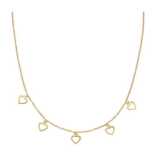 AMEN necklace with cut-out heart-shaped pendants, 9K gold 1