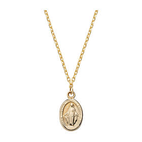 AMEN necklace with Miraculous Medal, 9K gold