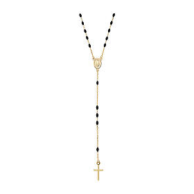 Rosenkranz, AMEN, 375er Gelbgold, schwarze Emaille, tragbar