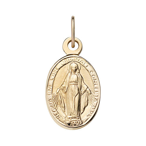Anhänger, Wundertätige Medaille, AMEN, 375er Gelbgold, 1,1 cm 1