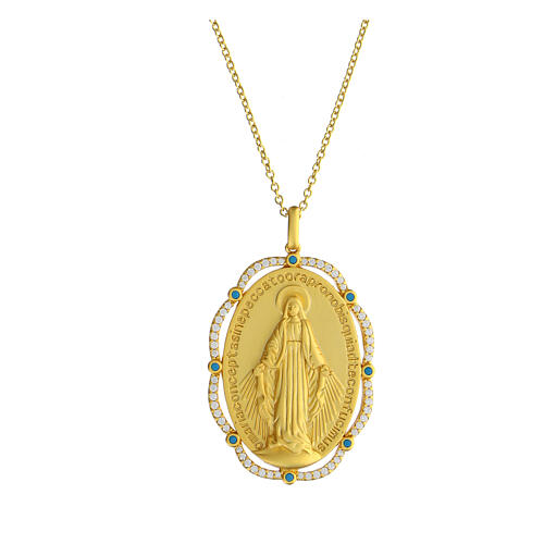 Collana argento 925 e smalto turchese Madonna Miracolosa AMEN 1