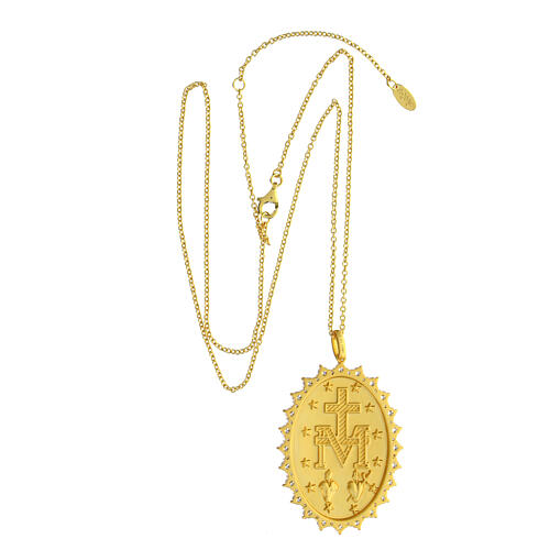 Kette mit Wundertätiger Medaille, AMEN, 925er Silber, vergoldet, weiße Zirkone 3