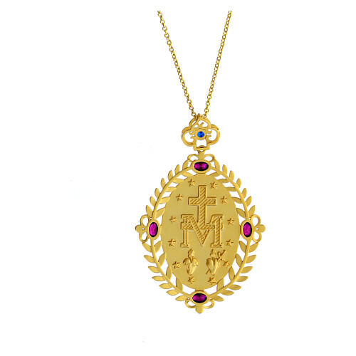 Collier Vierge Miraculeuse AMEN argent 925 et zircons colorés 2