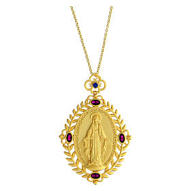 Gold Miraculous medal necklace 925 silver and zircons AMEN 