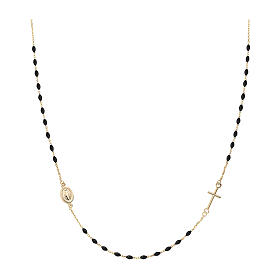 AMEN rosary choker, 9K gold, black beads