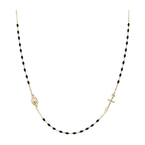 AMEN rosary choker, 9K gold, black beads 1