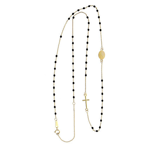AMEN rosary choker, 9K gold, black beads 2