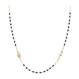 9 Kt gold AMEN choker rosary with black beads