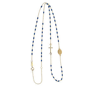 AMEN rosary choker, 9K gold, blue beads