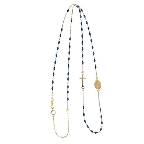 AMEN rosary choker, 9K gold, blue beads 2