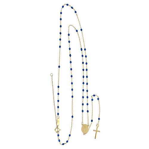 AMEN rosary necklace, 9K gold and dark blue crystals 2