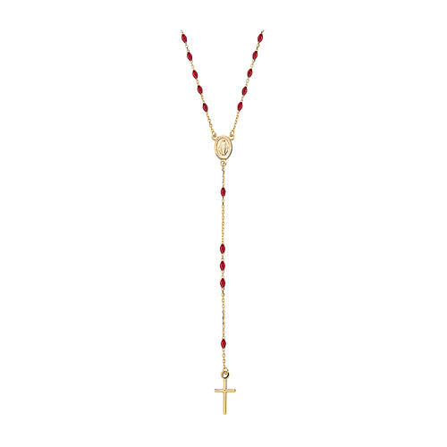 Rosenkranz, AMEN, 375er Gelbgold, rote Emaille, tragbar 1