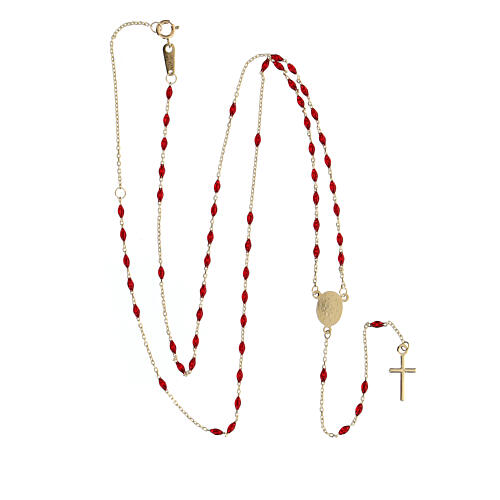 Rosenkranz, AMEN, 375er Gelbgold, rote Emaille, tragbar 2