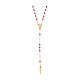 AMEN rosary necklace, 9K gold and ruby red crystals s1