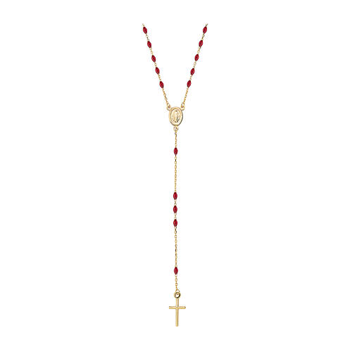 Miraculous medal rosary necklace 9Kt ruby ​​red AMEN 1