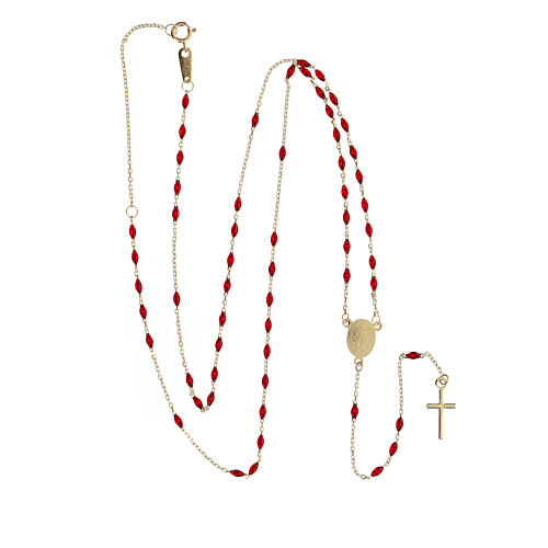 Miraculous medal rosary necklace 9Kt ruby ​​red AMEN 2
