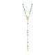 AMEN rosary necklace, 9K gold and light green crystals s1